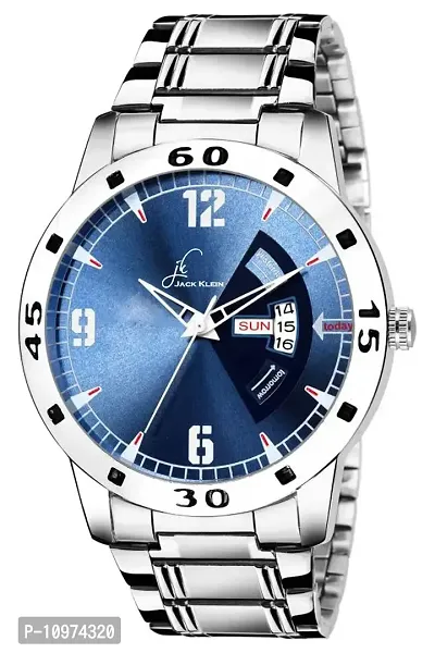 Elegant Blue Dial Day And Date Functioning Analog Watch - For Men
