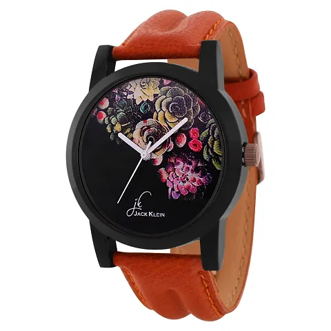 Flower Edition PU Strap Analog Wrist Watch