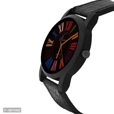 Multi-Colored Dial Black Strap Analog Wrist Watch-thumb2