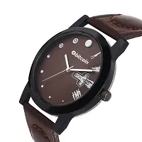 Stylish And Trendy Brown PU Strap Analog Watch For Men-thumb2