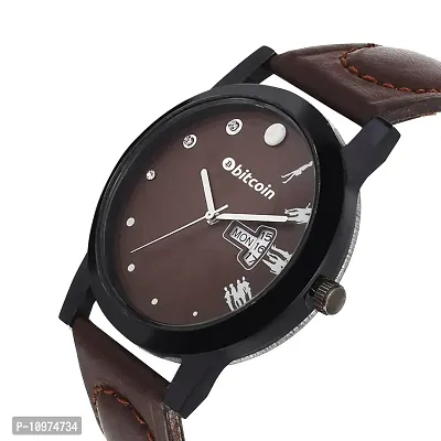 Stylish And Trendy Brown PU Strap Analog Watch For Men-thumb3