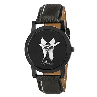Black Strap Black Dial Wrist Watch With Black Wallet And Belt-thumb1