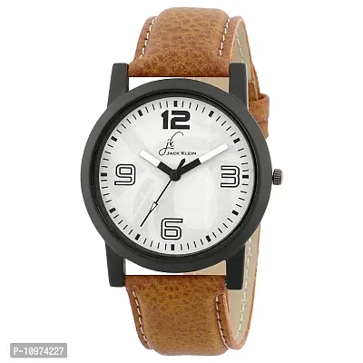 White Dial Brown Strap Quartz Analogue Wrist Watch-thumb0
