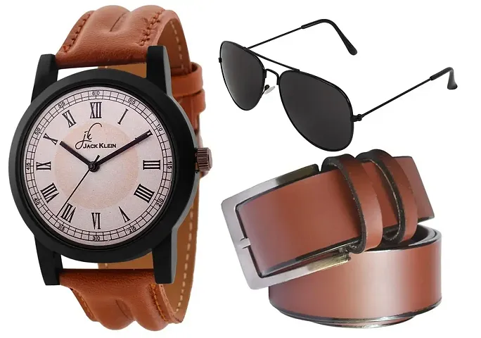 Elegant Wrist Watch With Belt And Aviator Glasses