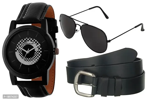 Stylish And White Wrist Watch With Belt And Aviator Glasses-thumb0