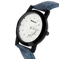 Stylish And Trendy Blue PU Strap Analog Watch For Men-thumb2