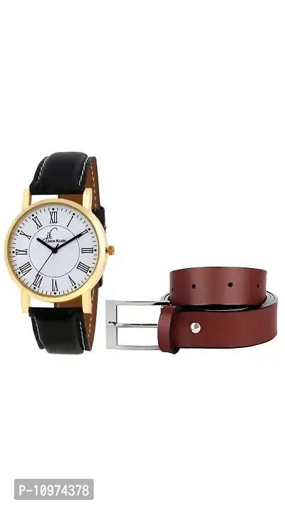 Stylish Look Leatherette Needle Pin Point Belt And Get Watch