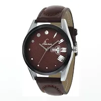 Combo Of Stylish Brown Collection Day And Date Working Watch Get Free Belt With Wallet-thumb2