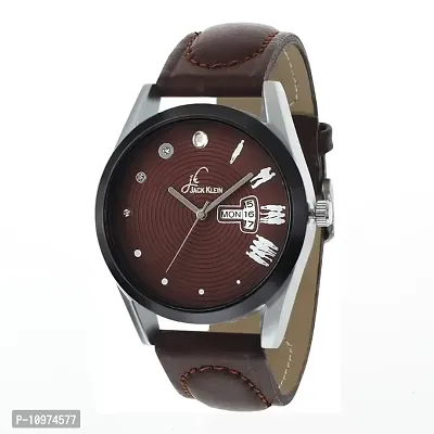 Combo Of Stylish Brown Collection Day And Date Working Watch Get Free Belt With Wallet-thumb3