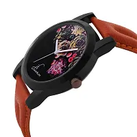 Flower Edition Brown PU Strap Analog Wrist Watch-thumb1