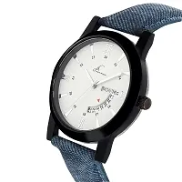 White Dial Denim Finish Strap Day And Date Working Multi Function Watch-thumb2