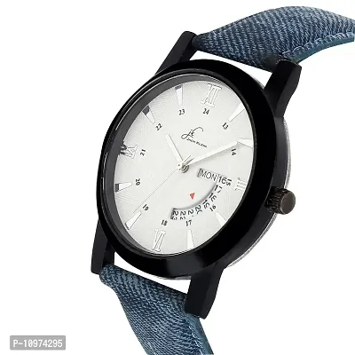 White Dial Denim Finish Strap Day And Date Working Multi Function Watch-thumb3