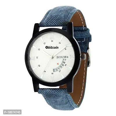 Stylish And Trendy Blue PU Strap Analog Watch For Men-thumb2