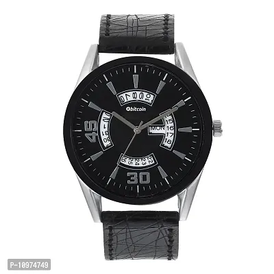 Stylish And Trendy Black PU Strap Analog Watch For Men-thumb0