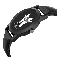 Black Strap Black Dial Wrist Watch-thumb1