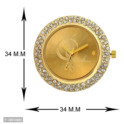 Stylish Golden Metal With Shiny Stone Wrist Watch For Women-thumb5