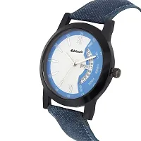 Stylish And Trendy Blue PU Strap Analog Watch For Men-thumb2