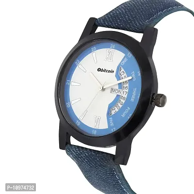 Stylish And Trendy Blue PU Strap Analog Watch For Men-thumb3