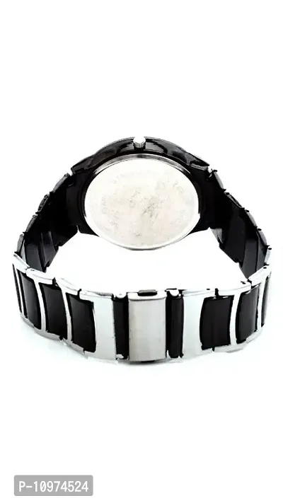 Round Black Dial Silver Metal Wrist Watch-thumb2