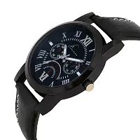 Black Dial Strap Quartz Analogue Wrist Watch-thumb1