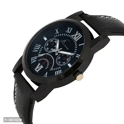 Black Dial Strap Quartz Analogue Wrist Watch-thumb2