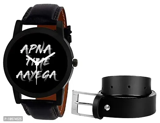 Apna Time Aayega Edition Analog Watch With Black Belt