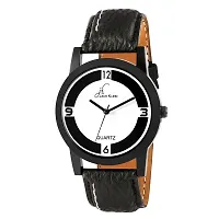 Black Premium Quality Black And White Wrist Watch With Black Wallet And Belt-thumb1