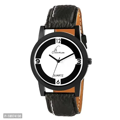 Black Premium Quality Black And White Wrist Watch With Black Wallet And Belt-thumb2