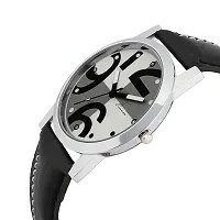 Silver Dial Black Strap Analog Wrist Watch-thumb1