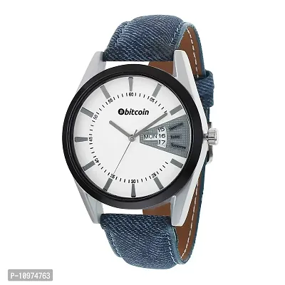Stylish And Trendy Blue PU Strap Analog Watch For Men-thumb2