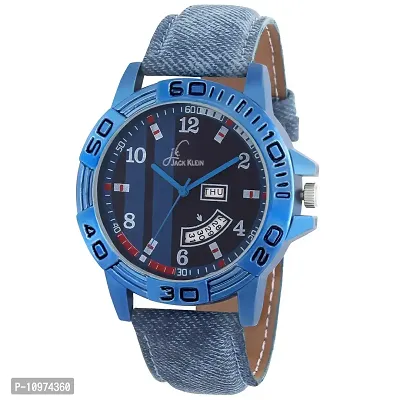 Elegant Blue Strap Day And Date Working Wrist Watch