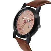 Stylish And Trendy Brown PU Strap Analog Watch For Men-thumb2