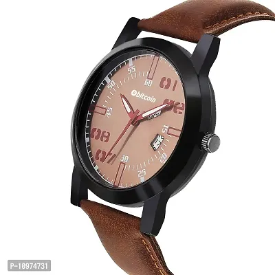 Stylish And Trendy Brown PU Strap Analog Watch For Men-thumb3