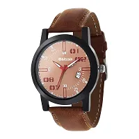 Stylish And Trendy Brown PU Strap Analog Watch For Men-thumb1