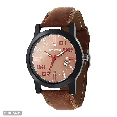 Stylish And Trendy Brown PU Strap Analog Watch For Men-thumb2