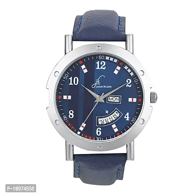 Day And Date Blue Synthetic Leather Watch For Men