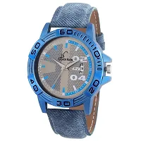 Beige Dial Blue Strap Day And Date Working Analog Wrist Watch-thumb1