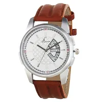 Combo Of Classical Brown Day And Date Working Watch Get Free Belt With Wallet-thumb1