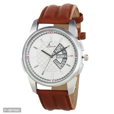 Combo Of Classical Brown Day And Date Working Watch Get Free Belt With Wallet-thumb2