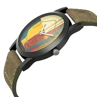 Green Denim Graphical Wrist Watch-thumb1