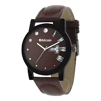 Stylish And Trendy Brown PU Strap Analog Watch For Men-thumb1