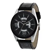 Stylish And Trendy Black PU Strap Analog Watch For Men-thumb1