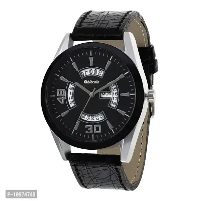 Stylish And Trendy Black PU Strap Analog Watch For Men-thumb2