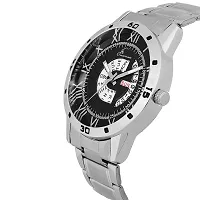 Black Dial Silver Steel Chain Day And Date Multifunction Chronograph Wrist Watch For Men-thumb1