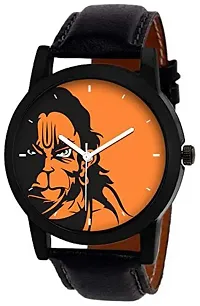 Combo Of Hanuman Orange Dial Analog Watch With Aux Cable , Otg Adapter And Earphone Without Mic-thumb1