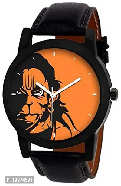 Combo Of Hanuman Orange Dial Analog Watch With Aux Cable , Otg Adapter And Earphone Without Mic-thumb2