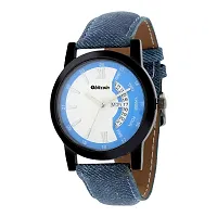 Stylish And Trendy Blue PU Strap Analog Watch For Men-thumb1