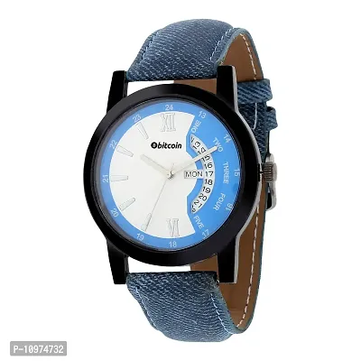 Stylish And Trendy Blue PU Strap Analog Watch For Men-thumb2