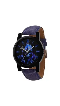 Ghost Edition Denim Strap Analog Watch With Belt And Aviator Glasses-thumb1