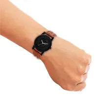 Black Dial Brown Strap Wrist Watch For Men-thumb3